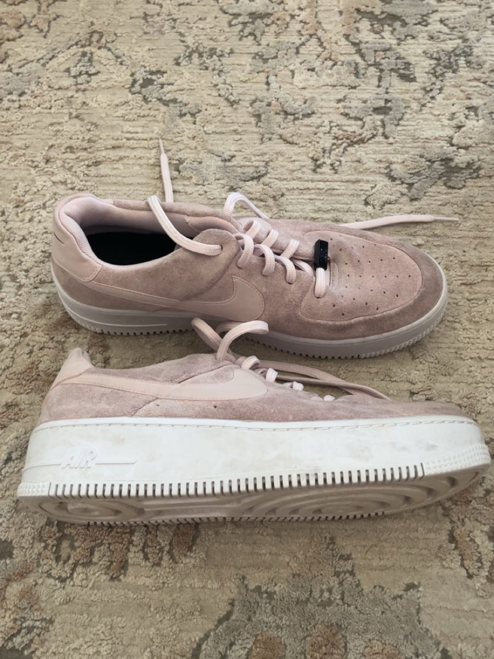Nike Suede Platform Sneakers in Light Pink and White